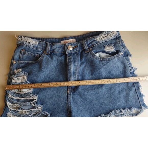 Mele Pere Booty Jean Shorts Woman M - Cut Offs Grunge Destroyed Distressed Denim - Picture 4 of 12